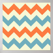 Pastel Blue en Oranje Chevron Stripes Zig Zags Poster (Voorkant)
