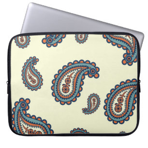 Pastel Blue en Oranje Paisley Pattern Laptop Sleeve