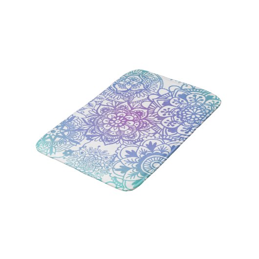 Pastel Blue en Paars Mandala Pattern Bath Mat (Gekanteld)
