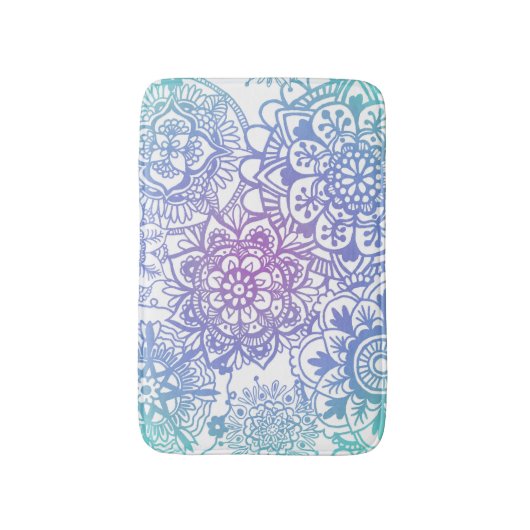 Pastel Blue en Paars Mandala Pattern Bath Mat (Voorkant Verticaal)