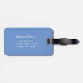 Pastel Blue en Paarse Floral Custom Monogramma Bagagelabel (Achterkant horizontaal)