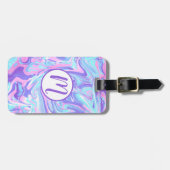 Pastel Blue en Paarse marmer vloeibare textuur Bagagelabel (Voorkant horizontaal)