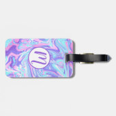 Pastel Blue en Paarse marmer vloeibare textuur Bagagelabel (Achterkant horizontaal)