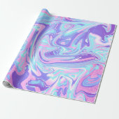 Pastel Blue en Paarse marmer vloeibare textuur Cadeaupapier (Uitgerold)