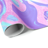 Pastel Blue en Paarse marmer vloeibare textuur Cadeaupapier (Rol Hoek)