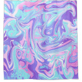 Pastel Blue en Paarse marmer vloeibare textuur Douchegordijn (Voorkant)