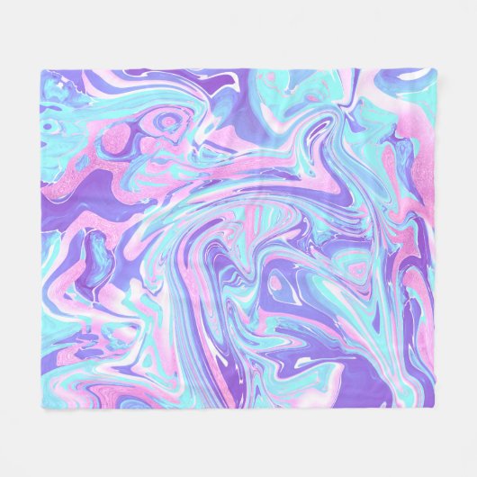 Pastel Blue en Paarse marmer vloeibare textuur Fleece Deken (Voorkant (Horizontaal))