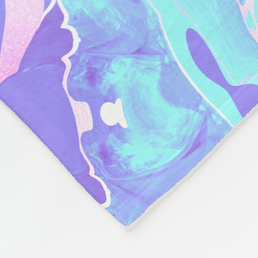 Pastel Blue en Paarse marmer vloeibare textuur Fleece Deken (Hoek)