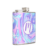 Pastel Blue en Paarse marmer vloeibare textuur Heupfles (Rechts)