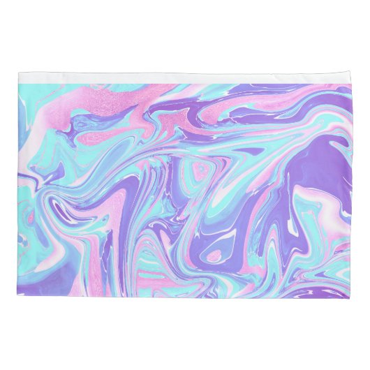 Pastel Blue en Paarse marmer vloeibare textuur Kussensloop (Achterkant)