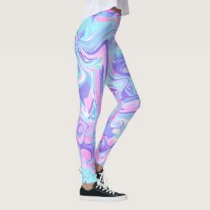 Pastel Blue en Paarse marmer vloeibare textuur Leggings