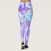 Pastel Blue en Paarse marmer vloeibare textuur Leggings (Achterkant)