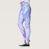 Pastel Blue en Paarse marmer vloeibare textuur Leggings (Links)