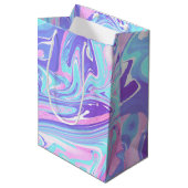 Pastel Blue en Paarse marmer vloeibare textuur Medium Cadeauzakje (Voorkant Gekanteld)