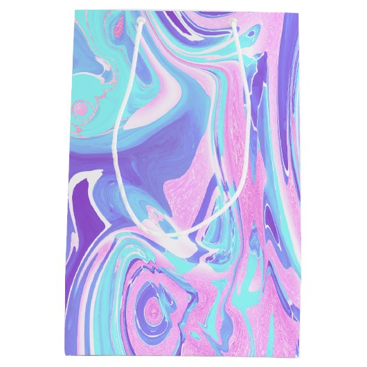 Pastel Blue en Paarse marmer vloeibare textuur Medium Cadeauzakje (Achterkant)