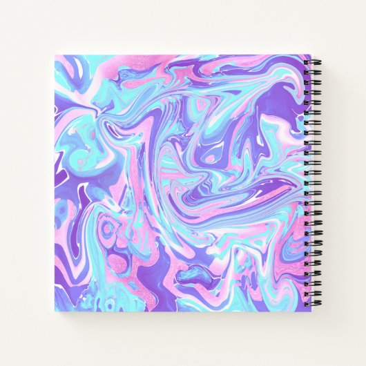 Pastel Blue en Paarse marmer vloeibare textuur Notitieboek (Achterkant)
