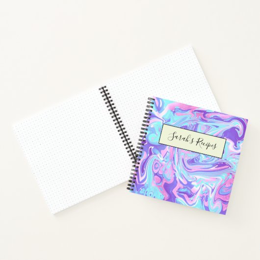 Pastel Blue en Paarse marmer vloeibare textuur Notitieboek (Binnen)
