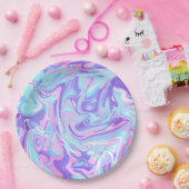 Pastel Blue en Paarse marmer vloeibare textuur Papieren Bordje (Feest)