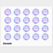 Pastel Blue en Paarse marmer vloeibare textuur Ronde Sticker (Vel)