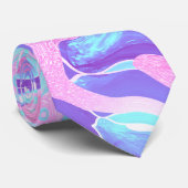 Pastel Blue en Paarse marmer vloeibare textuur Stropdas (Opgerold)