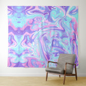 Pastel Blue en Paarse marmer vloeibare textuur Wandkleed (In Situ (horizontaal))