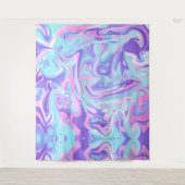Pastel Blue en Paarse marmer vloeibare textuur Wandkleed (Voorkant)