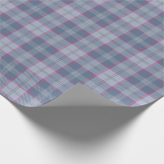 Pastel Blue en Pink Tartan Wrapping Paper Cadeaupapier (Hoek)