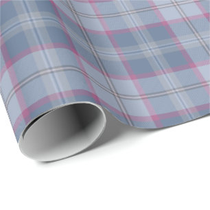 Pastel Blue en Pink Tartan Wrapping Paper Cadeaupapier