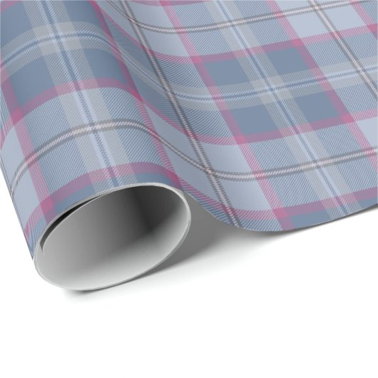 Pastel Blue en Pink Tartan Wrapping Paper Cadeaupapier (Rol Hoek)