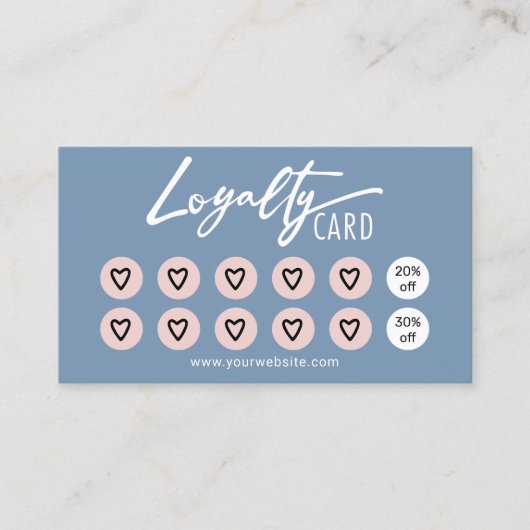 Pastel Blue en roze harten Beauty Salon Spa Loyalt Klantenkaartje (Voorkant)