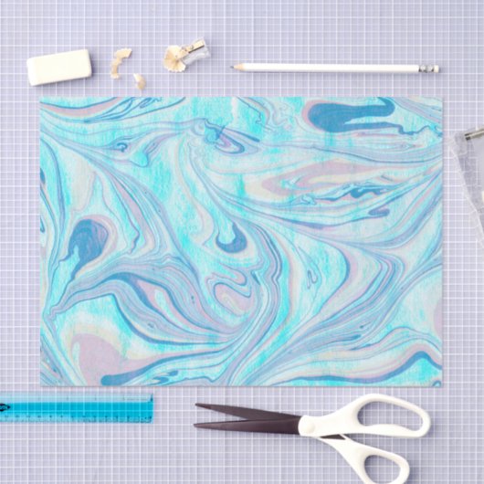 Pastel Blue en roze marmer Swirls Tissuepapier (Craft)