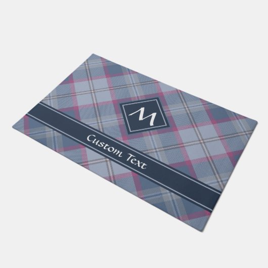 Pastel Blue en roze Tartan Doormat Deurmat (Schuin)