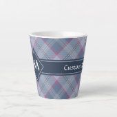Pastel Blue en roze Tartan Latte Mok (Voorkant)