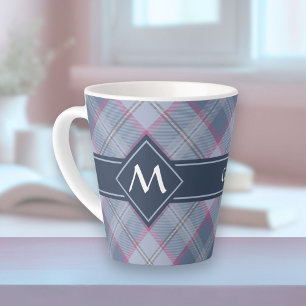 Pastel Blue en roze Tartan Latte Mok