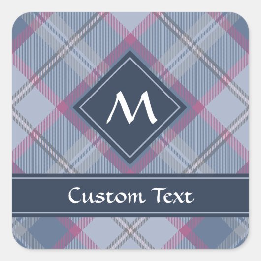 Pastel Blue en roze Tartan Sticker (Voorkant)