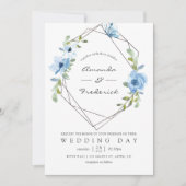 Pastel Blue en Sage Green Geometric Wedding Kaart (Voorkant)