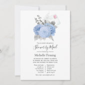 Pastel Blue en Silver Baby of Vrijgezellenfeest pe Kaart (Voorkant)