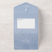 Pastel Blue en Silver  Roos Wedding All In One Uitnodiging (Buitenkant)
