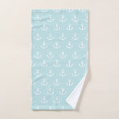 Pastel Blue en White Anchor Pattern Bad Handdoek (Handdoek)