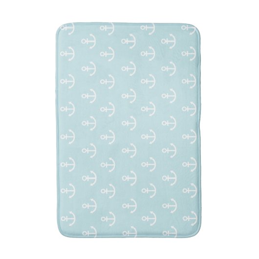 Pastel Blue en White Anchor Pattern Badmat (Voorkant Verticaal)