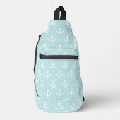 Pastel Blue en White Anchor Pattern Sling Bag (Voorkant)