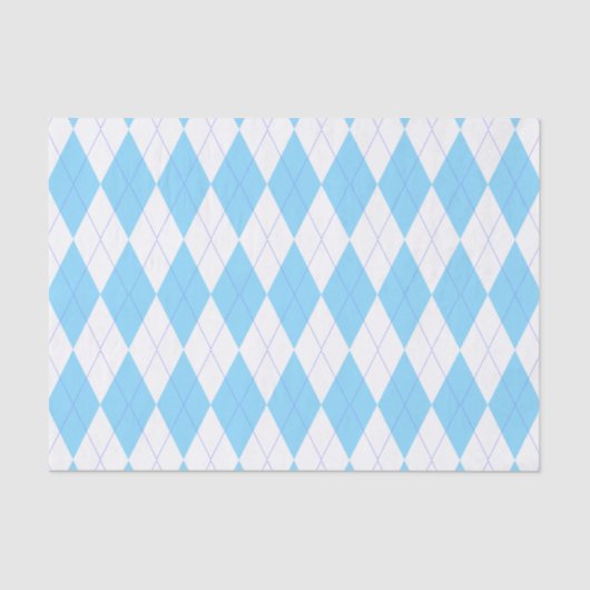 Pastel Blue en White Argyle Pattern Tissuepapier (Voorkant)