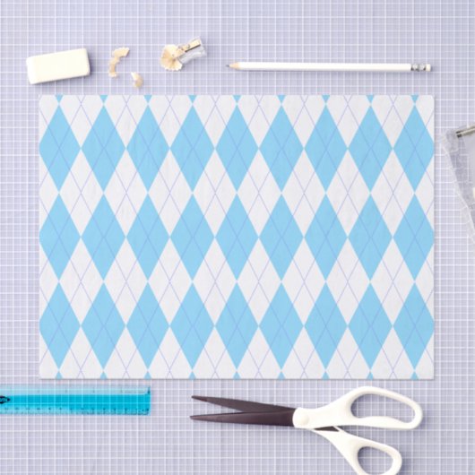 Pastel Blue en White Argyle Pattern Tissuepapier (Craft)