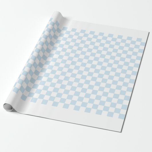 Pastel Blue en White Checkerboard Cadeaupapier (Uitgerold)