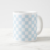Pastel Blue en White Checkerboard Grote Koffiekop (Voorkant rechts)