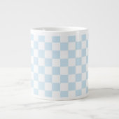 Pastel Blue en White Checkerboard Grote Koffiekop (Voorkant)