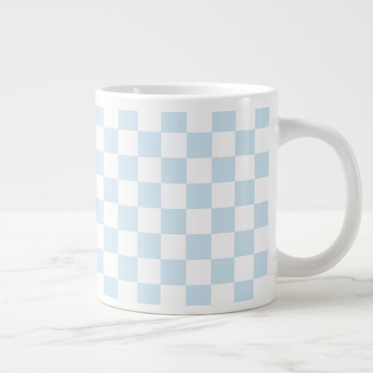 Pastel Blue en White Checkerboard Grote Koffiekop (Rechts)