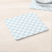Pastel Blue en White Checkerboard Kartonnen Onderzetters (Schuin)