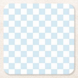 Pastel Blue en White Checkerboard Kartonnen Onderzetters