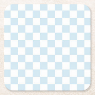Pastel Blue en White Checkerboard Kartonnen Onderzetters